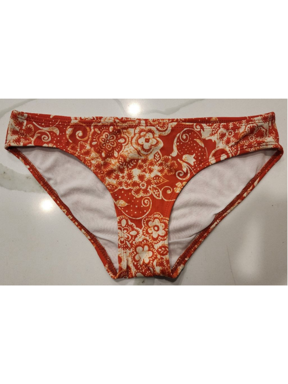 Pool Party Orange Floral Halter Bikini Set Womens XS Triangle Top Cheeky Bottoms - Picture 6 of 12